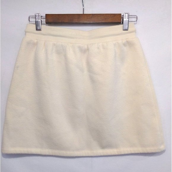 Princess Polly Women's Fleece Mini Skirt A-Line Y2K Drawstring Waist Cream Sz 6 - Picture 4 of 9